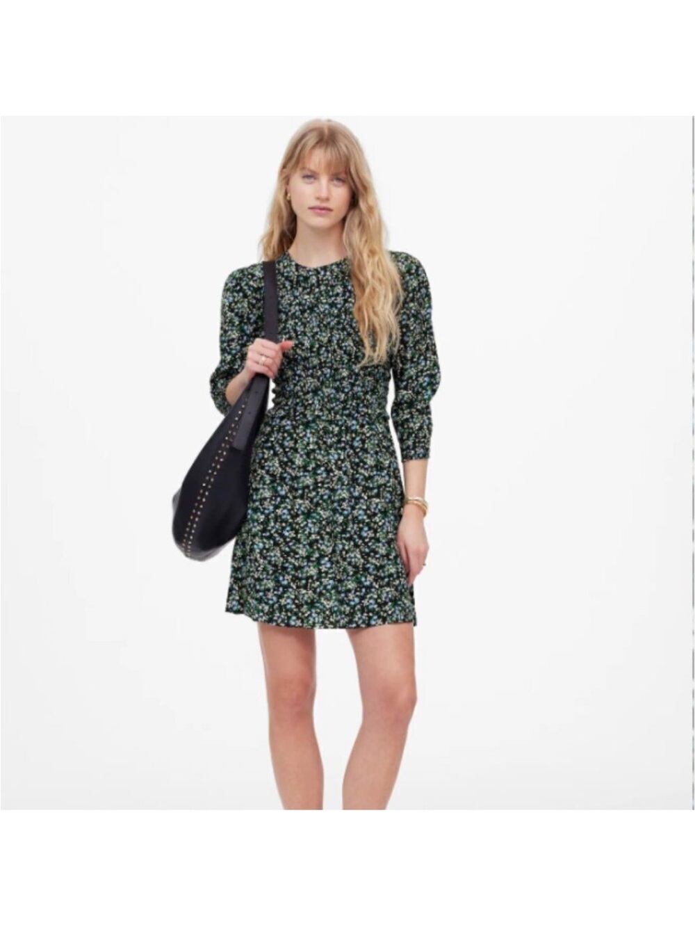 Madewell Dark Green Floral Mini Dress